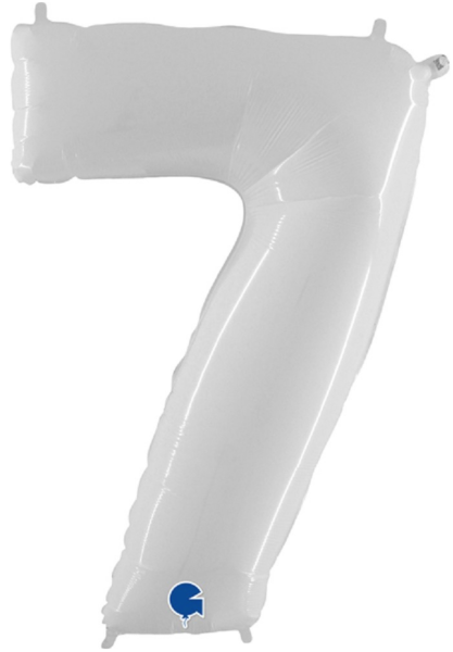 Folienballon - Zahl 7: Weiß - ø 102cm